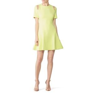 Cinq a Sept Alyssa Yellow Short Sleeve Cut Out Crewneck A-Line Mini Dress Size 6